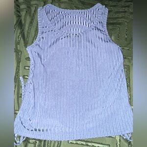 Blue ribbed tank top
